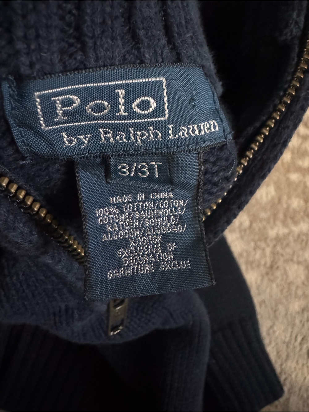Polo by Ralph Lauren Navy Zip-Up Sweater